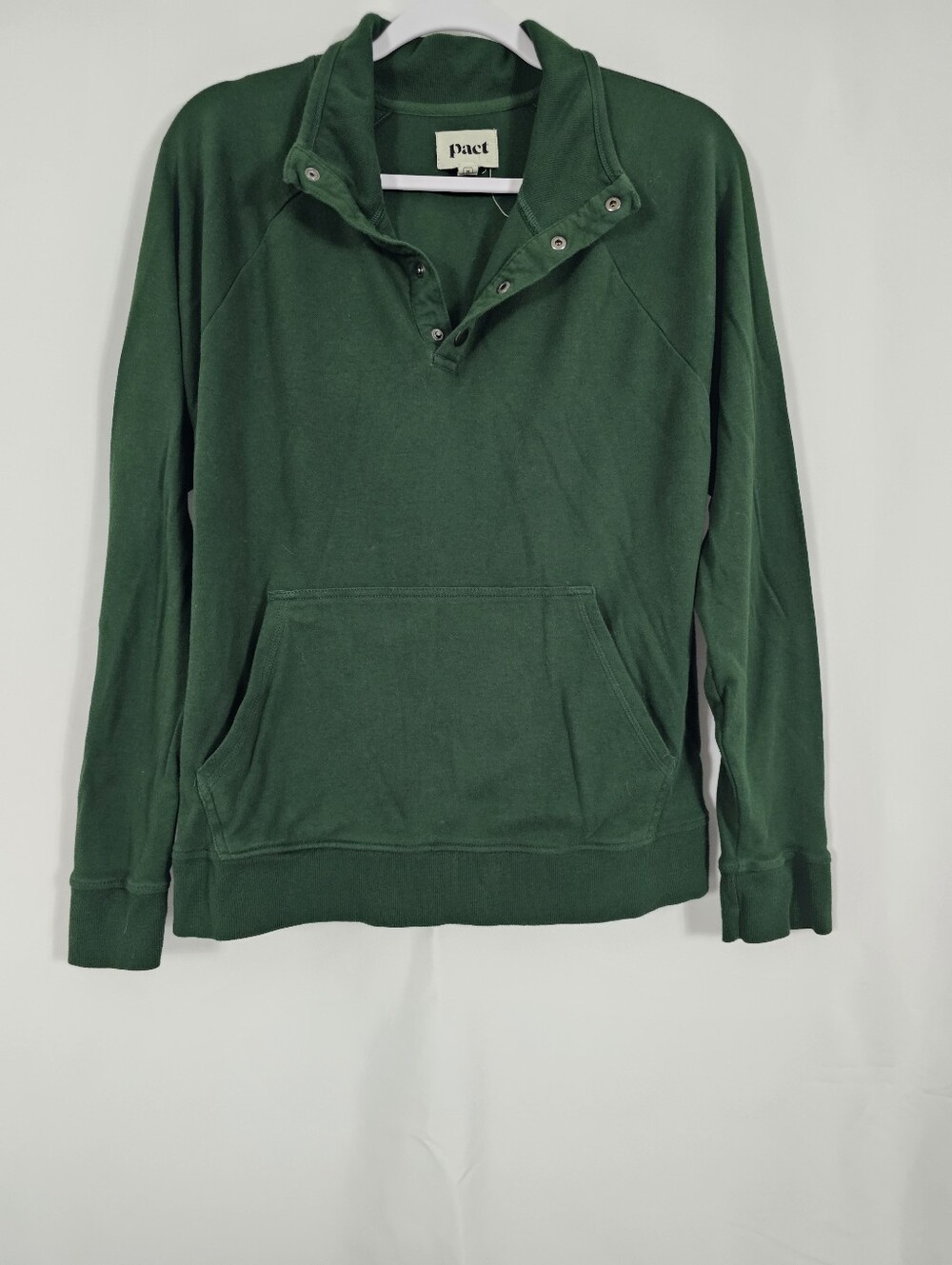 Pact Pullover Snap Sweatshirt in Emerald - Size M